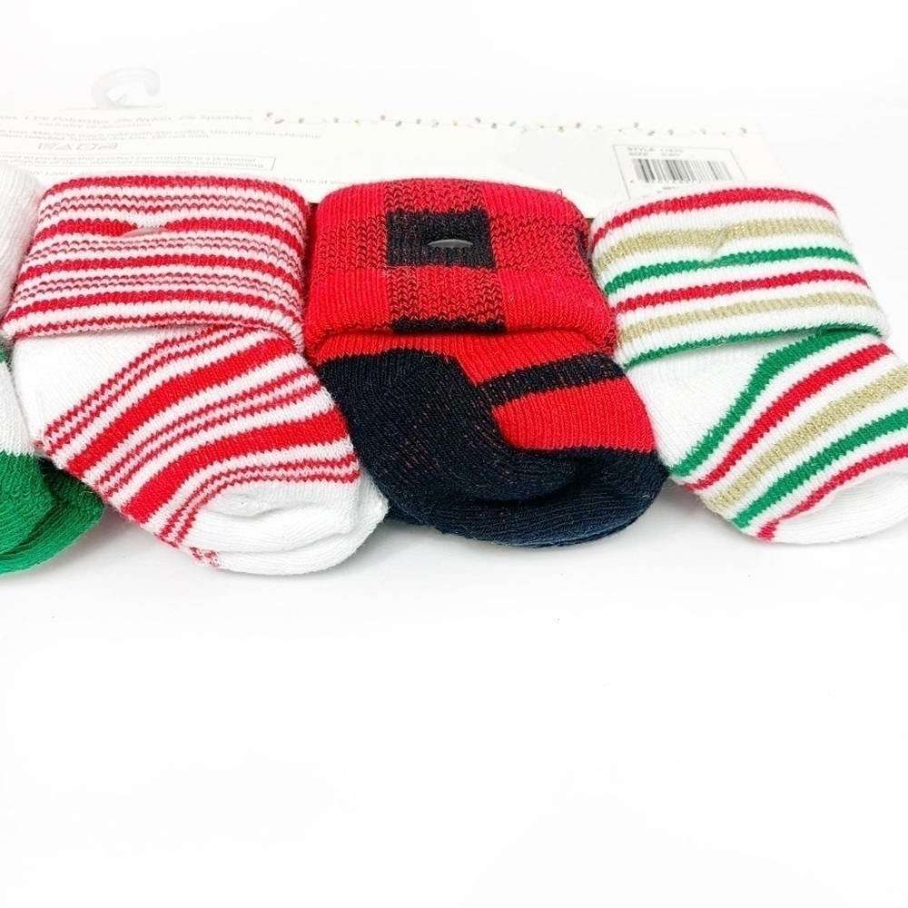 Festive Holiday Themed 0-6 Month Girls 12 Pack Baby Socks - Picture 6 of 10